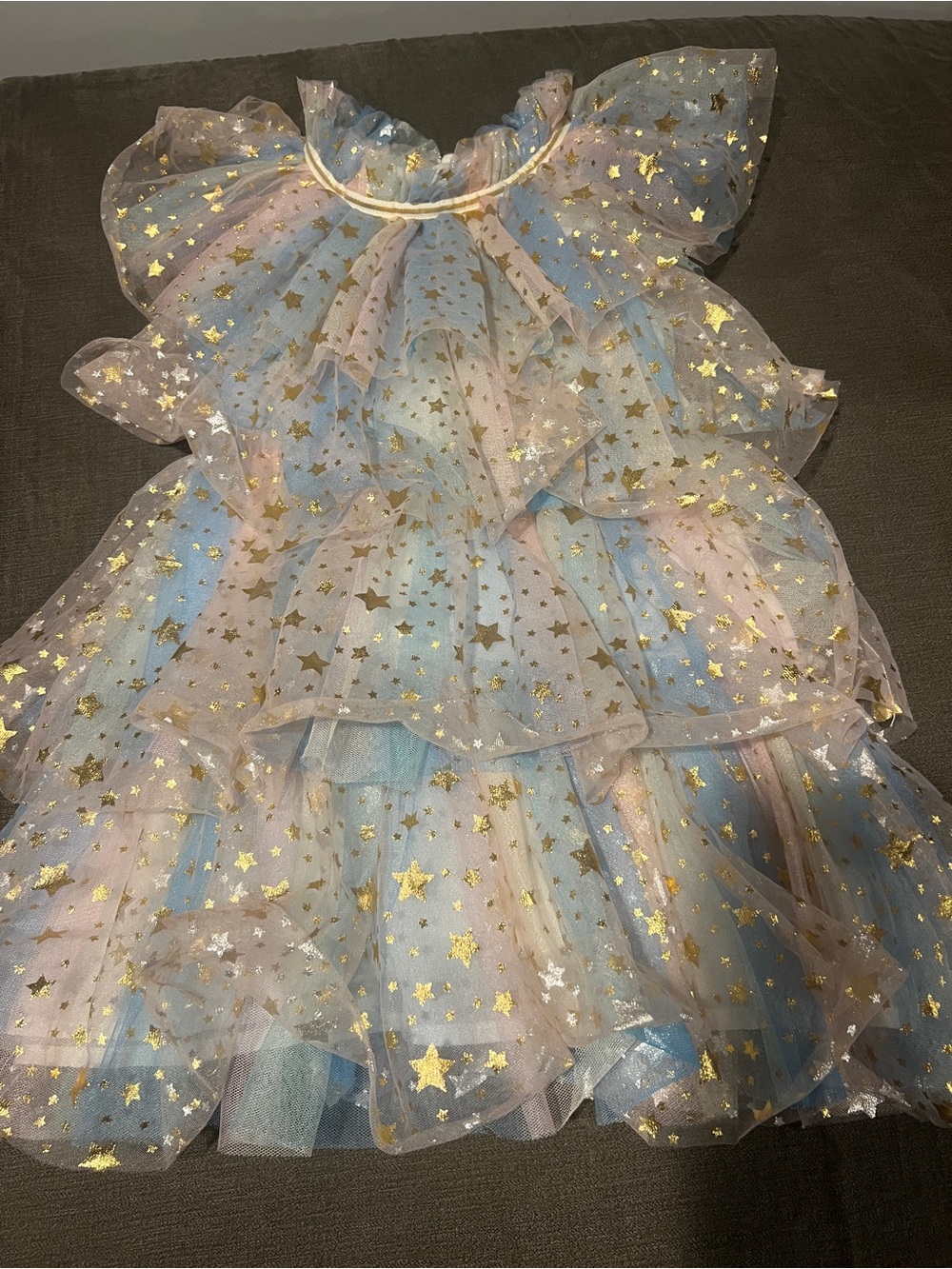 Lola + The Boys Pastel Blue & Pink Star Tulle Dress